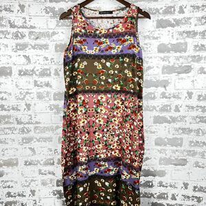 Floral Sun Dress Sz L Zanzea Linen Like‎ Cotton Tank Midi Cottagecore Pink Green